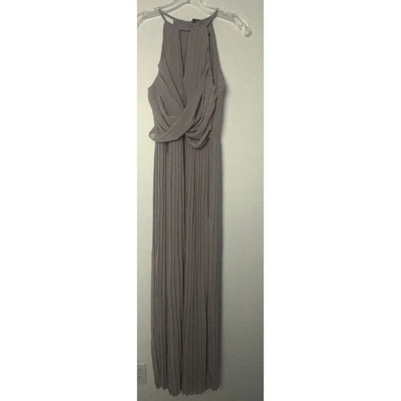 TFNC GREY BRIDESMAID MAXI DRESS PLEATED RUCHED WEDDING PARTY PLEAT LONG 8 New - Picture 4 of 16